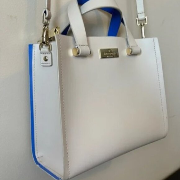 Kate Spade Arbour Hill Leather Cream Blue Bag - Picture 5 of 9